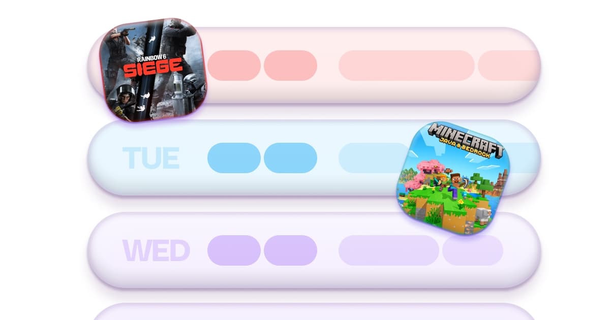 A weekly Twitch streaming schedule laid out across the days of the week