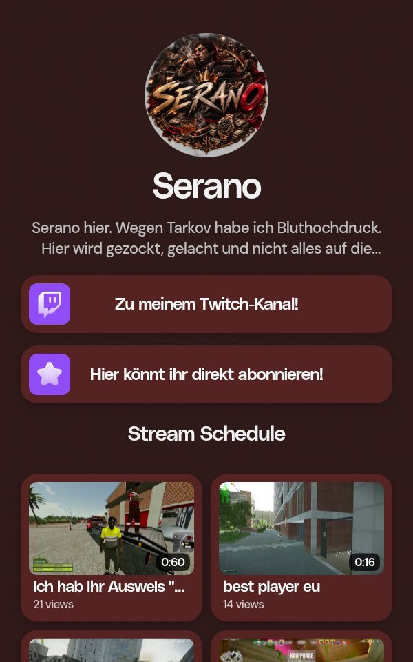 Serano's pulz.bio page