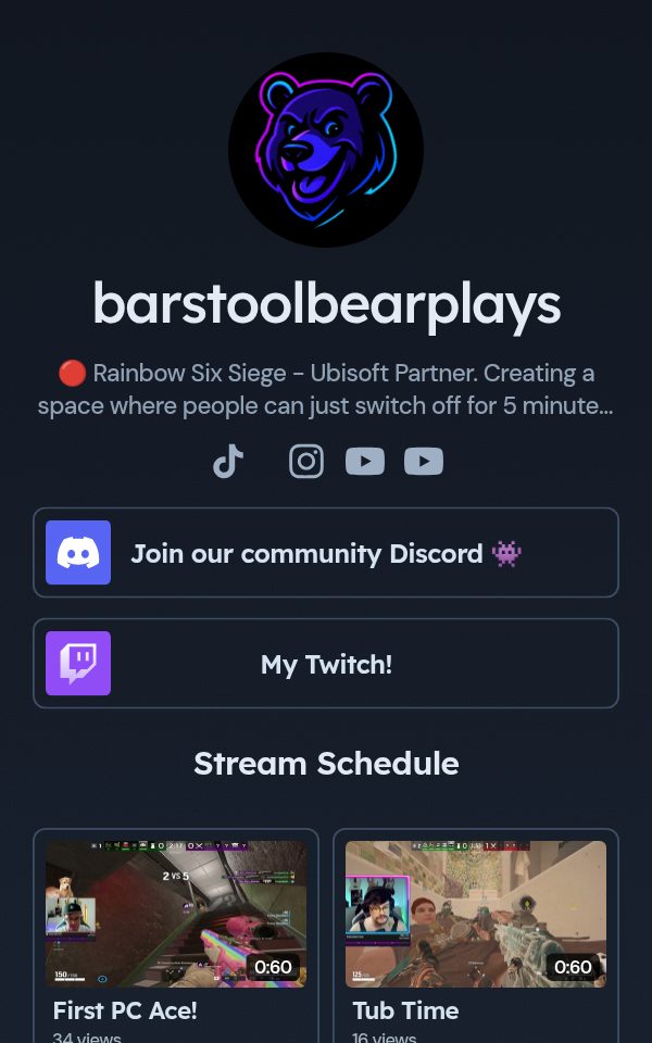 barstoolbearplays's pulz.bio page