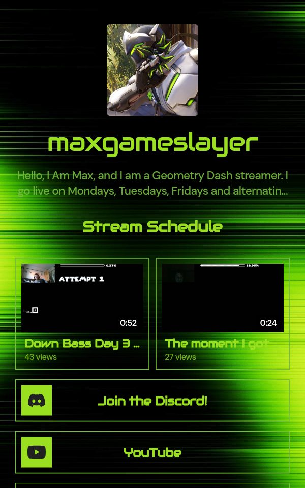 maxgameslayer's pulz.bio page