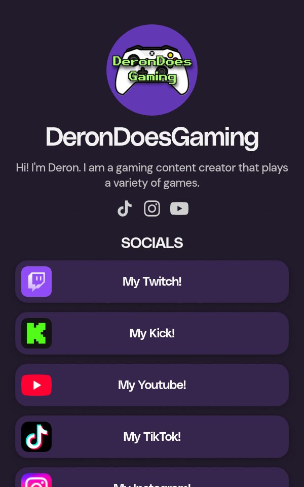 DeronDoesGaming's pulz.bio page